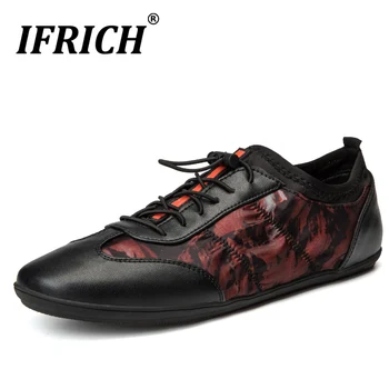 

Ifrich 2020 Spring Men Designer Sneakers Non-Slip Casual Shoes For Big Boy Elastic Band Youth Flats Shoes Leather Shoes For Men