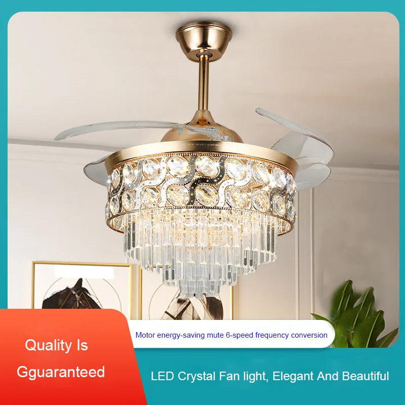 European Style Light Luxury Crystal Ceiling Fans Modern Home Modern Minimalist Invisible Fan Lamp Ceiling Fans With Lights Ceiling Fans Aliexpress