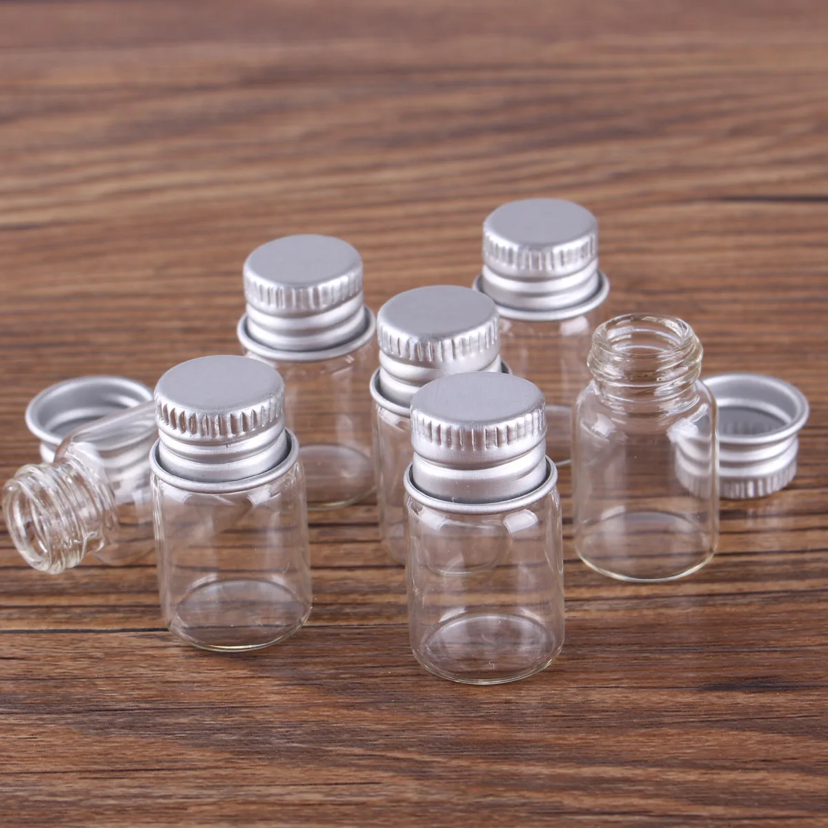 10pcs Diameter 16mm Transparent Glass Bottles with Aluminium Caps Glass Wishing Bottles 2ml 4ml 6ml Mini Glass Jars 5