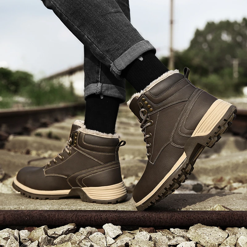 Зимняя мужская обувь кожаные военные ботинки уличные кроссовки теплые зимние ботинки армейские ботинки для мальчиков Повседневная защитная обувь botas hombre