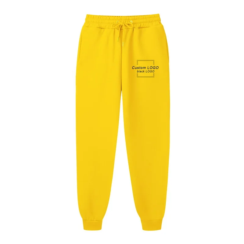 Мужские высококачественные мужские брюки на заказ с черно-белым логотипом, повседневные штаны, одежда для бодибилдинга, повседневные спортивные штаны, штаны для бега - Цвет: yellow- black LOGO