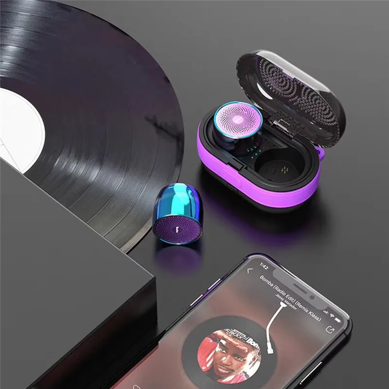 Colorful V17 TWS беспроводной динамик открытый мини Bluetooth 5,0 динамик тяжелый бас портативный стерео-динамик с зарядным устройством металлическая пряжка - Цвет: Colorful