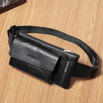 

Vintage Faux Leather Waist Pack Men Crossbody Bag Sling Shoulder Bag Fanny Pack for men