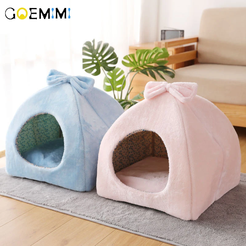 Pet Cat Cave House складная палатка мягкая собачья кровать флис милый Питомник Гнездо маленькие животные Щенок Чихуахуа дом с ковриком