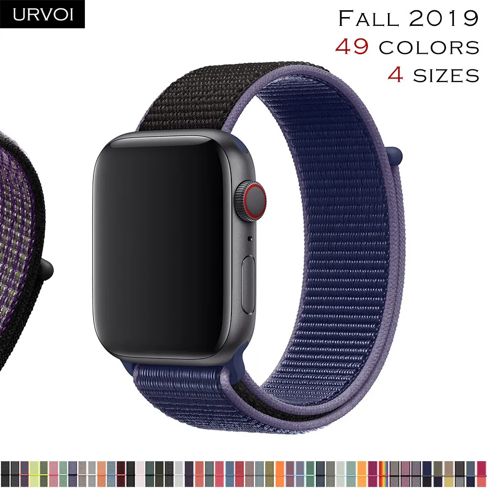 URVOI Спортивная петля для apple watch band series 5 4 3 2 1 светоотражающий ремешок для iwatch двухслойный дышащий тканый нейлон осень