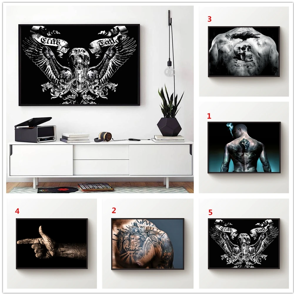 

Tattoo Man Skull Drawing Canvas Wall Art Painting Poster Picture Print Home Decor Unframed
