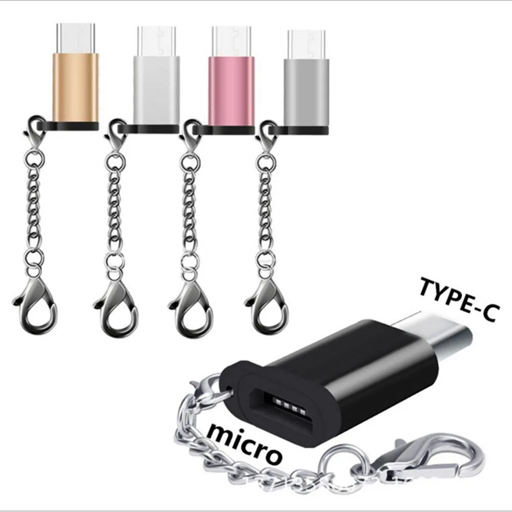 1 шт. USB-C к Micro USB адаптер анти-потеря брелок usb тип-c к Micro USB конвертер разъем для IPhone для samsung для huawei