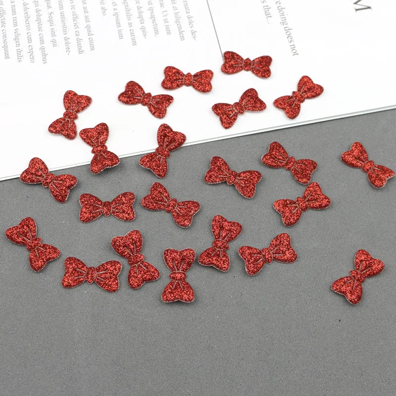 Red Bowknots 200 шт. Блестящий бант с мягкими аппликациями детская заколка для волос аксессуары материалы украшения DIY принадлежности для рукоделия телефонная нашивка в виде ракушки Декор - Цвет: Red Bowknots