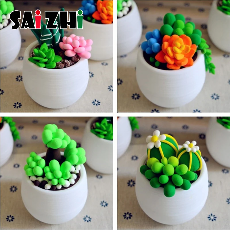 Saizhi DIY глиняные суккуленты в горшке ранние образовательные игрушки набор для детей настольные украшения Ремесло горшок ребенок интеллектуальное развитие