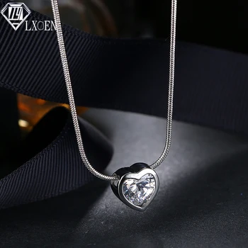 LXOEN Brand New White Gold-Color Austrian Crystal Luxury Heart Necklaces & Pendants Fashion Jewelry for Womenv