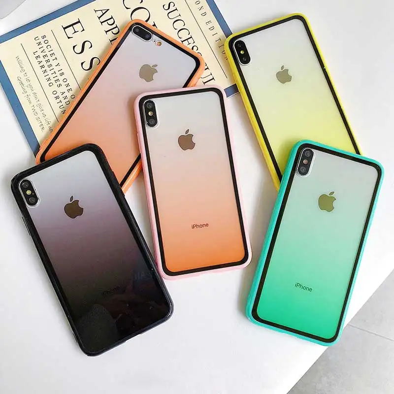 Новый градиентный цветной прозрачный мягкий тонкий чехол для телефона iPhone 11 Pro X XS