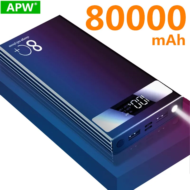 Портативное зарядное устройство на 80000 мАч мобильный телефон Внешнее для Iphone Xiaomi