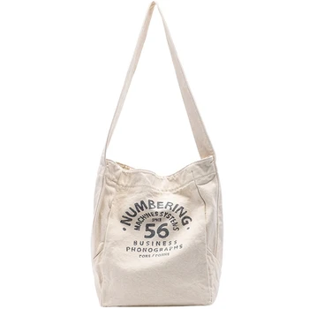 

Ecology Natural Cotton Handbag Teenager Female Korean Casual Daily Reusable Canvas Fabric Big Size Slouch Messenger Shoulder Bag