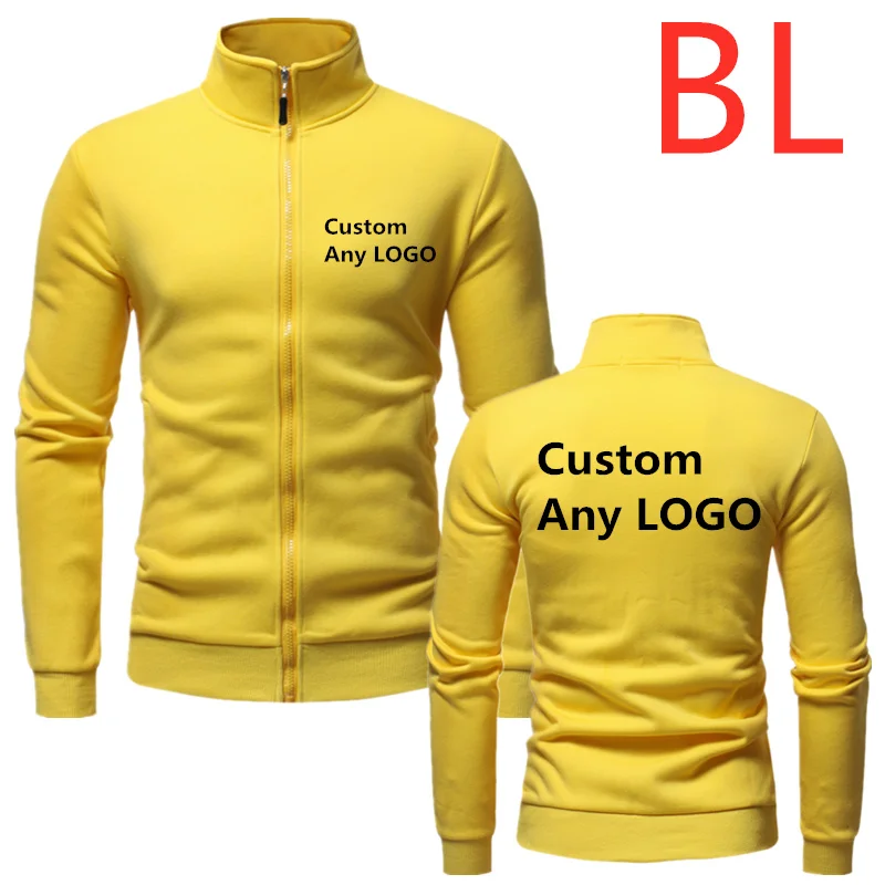 BL The new Fashion Gothic Men Hoodie Customize any LOGO Super Locomotive Harajuku Autumn Winter Hooded Jacket Brand Zipper Warm - Цвет: Yellow