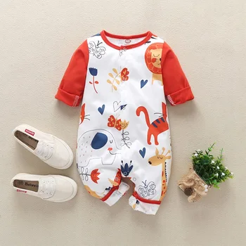 

New Newborn Baby Boys Girls Cat Elephant Printed Long Sleeve Winter Cotton Romper Kid Jumpsuit Playsuit Outfits Clothing 0-24M