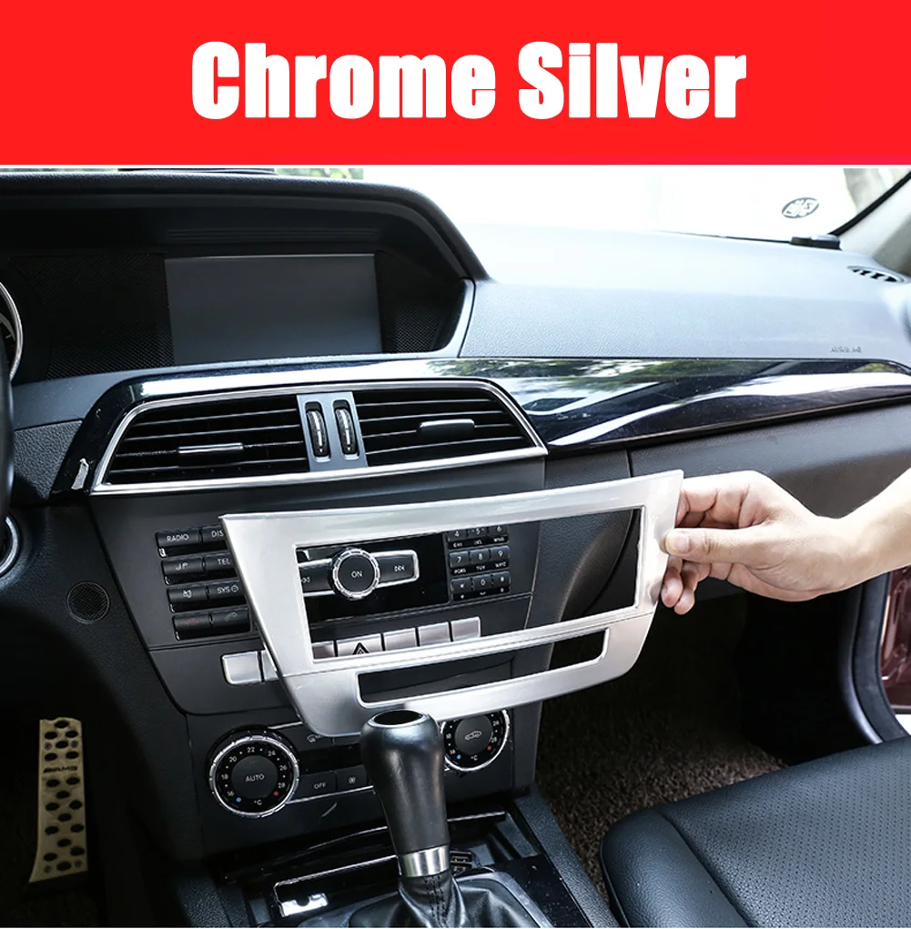 Для Benz C Class W204 2010- хромированные автомобильные аксессуары кондиционер воздуха с центральным управлением Кнопка CD декоративная рамка накладка