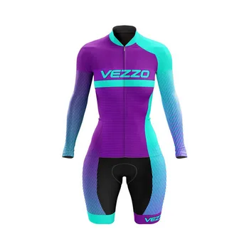 

VEZZO summer Long sleeves women bicycle skinsuit roupa de ciclismo speedsuit MTB cycling triathlon outdoor sports wear jumpsuit