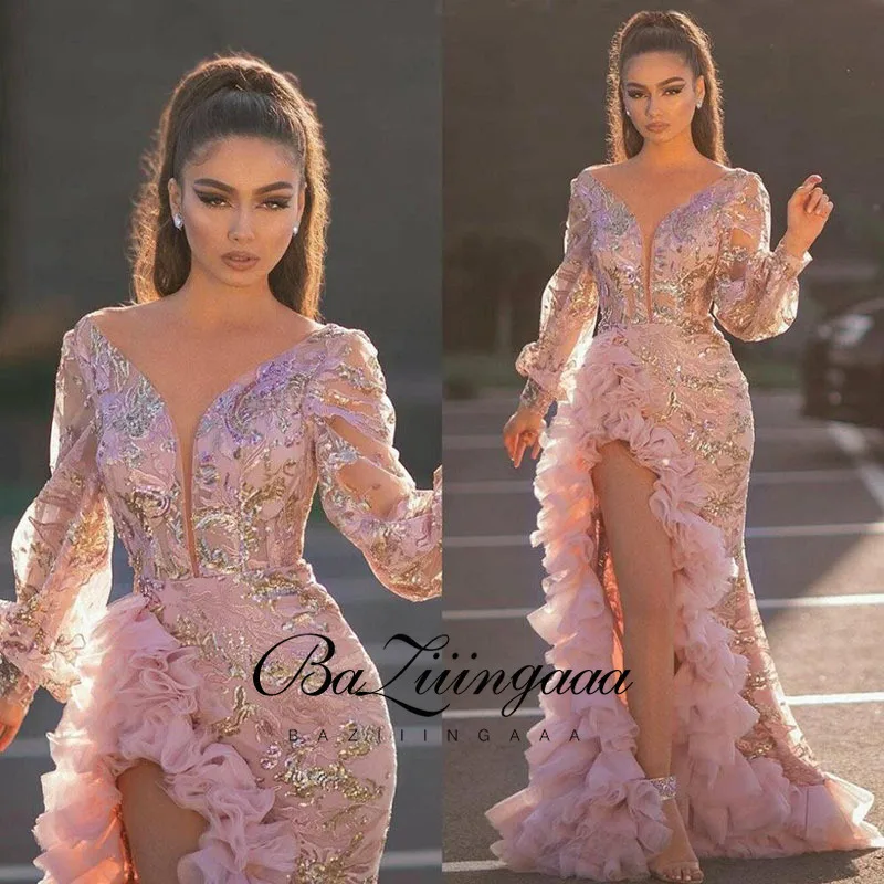 BAZIIINGAAA Роскошные вечерние платья длинное женское платье 2021 блестками Robe De Soir
