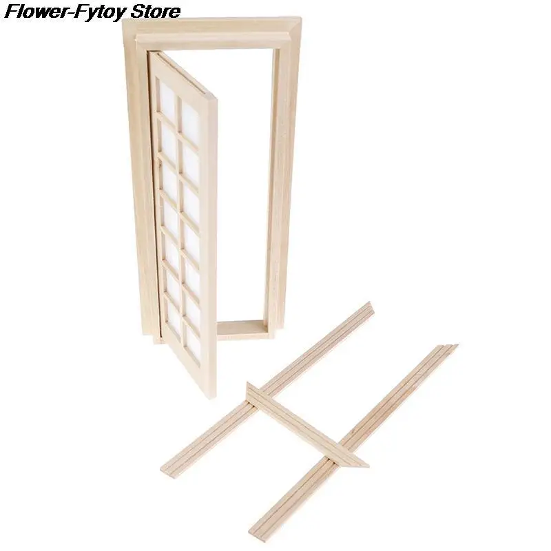 

DIY 1:12 Dollhouse Miniatures Door Unpainted Doll House Furniture Toys Room Item Wood color