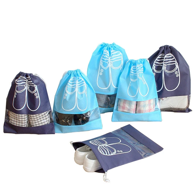 10PCS Waterproof Shoes Bag Travel Portable Shoe Storage Bag Organize Tote Drawstring Bag Dolap Organizer Non-Woven Organizador