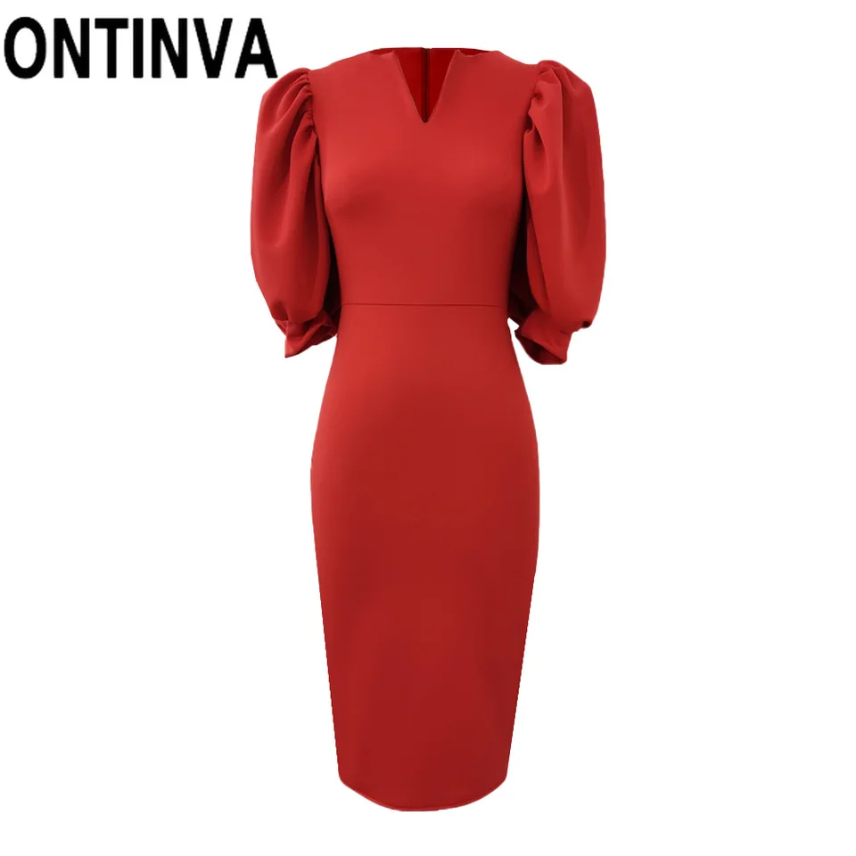 red dress midi length