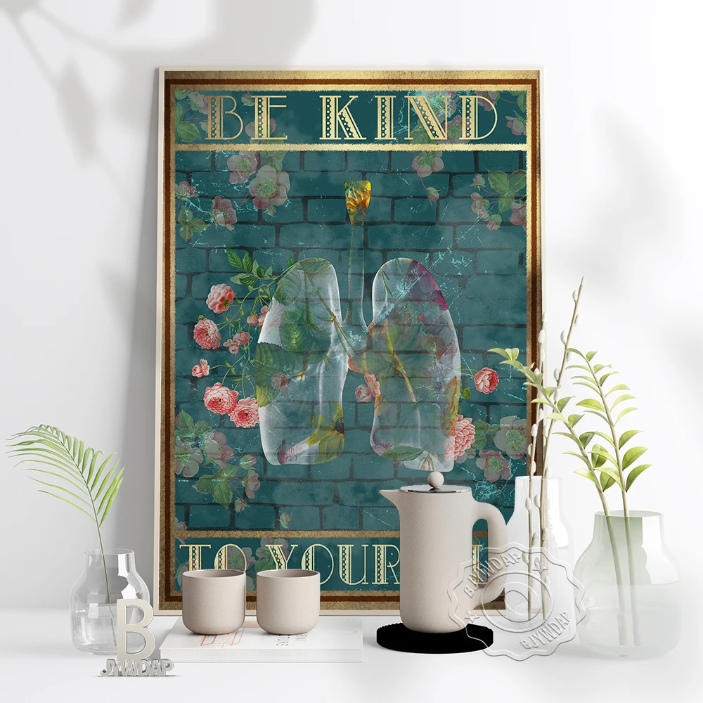 

Yoga Blue Green Be Kind To Yourself Canvas Painting Poster Nordic Style Meditation Wall Art Pictures Yoga Gym Home Wall Decor