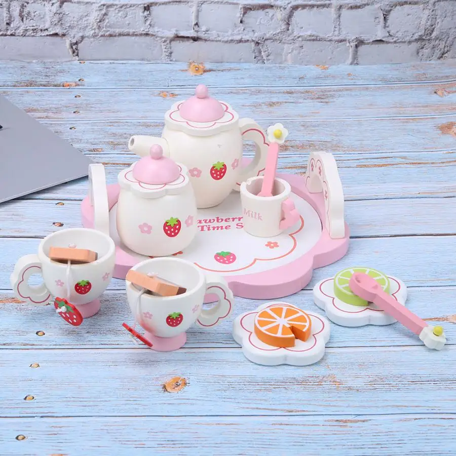 Игрушка для ролевых игр, деревянная игрушечная кухня, розовый чайный сервиз, ролевые игры, игрушки для детей, развивающий набор игрушек, развивающие игрушки