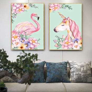 

Painting By Number DIY Pictures By Numbers Flamingos and Unicorns Drawing On Canvas Hand Painted Paintings Art Home Decoration