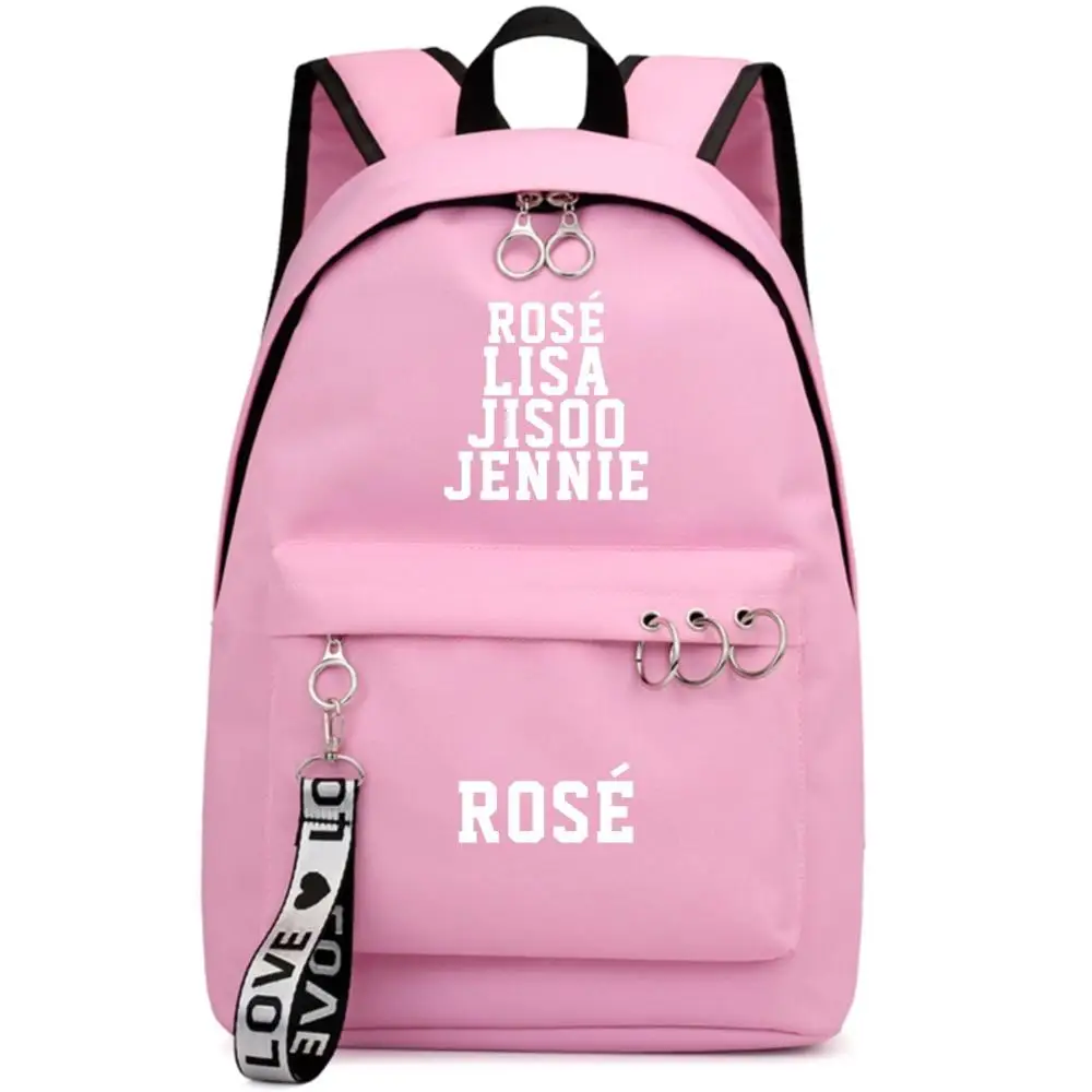Style 18 Blackpink вентиляторы черный розовый рюкзак школьный книги сумки Mochila дорожные сумки ноутбук кольцо с изображением ленты рюкзак в форме круга розовый черный - Цвет: Style 18