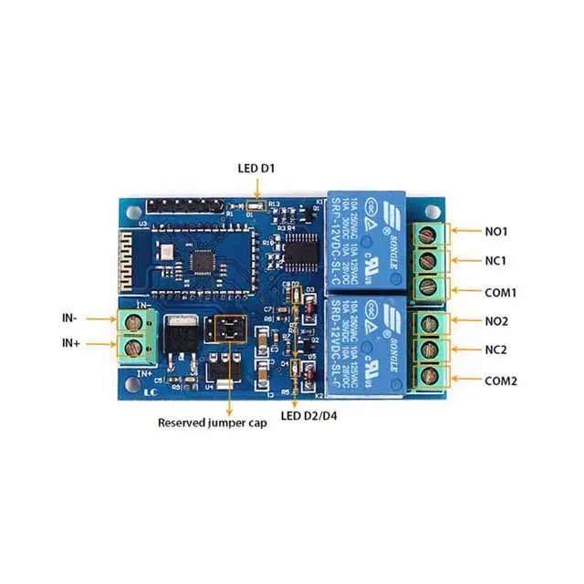 

A23-- 2 Bit for bluetooth Relay Intelligent Home Mobile APP Remote Control Switch DC 12V Dual Circuit Relay Module