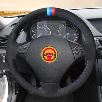 

Black Suede Light Blue Blue Red Marker Car Steering Wheel Cover for BMW E90 320 318i 320i 325i 330i 320d X1 328xi 2007