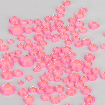 

Mixed size mocha color glass FlatBack luminous rhinestones for nail art wedding dress decoration