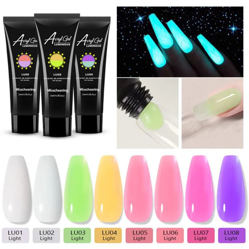 

Glow In The Dark Luminous Poly Nails Gel Jelly Builder Poly Polish Soak Off UV Finger Extension Gel Polish Manicure Gel