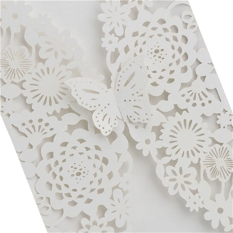 Birthday Invitations Shower (White) Bridal Cards for 10pcs Vertical Laser Cut Butterfly Wedding Kit - 4.00018E+12