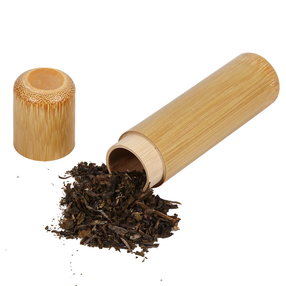 1 шт. чайная коробка круглой формы, Бамбуковая коробка для хранения чая, ручная работа, натуральная чайная банка, держатель для хранения, деревянный контейнер с крышкой