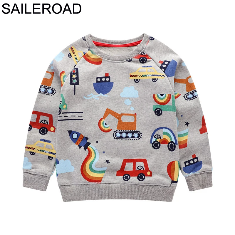 

SAILEROAD Children Sweatshirts Cotton Rocket Cars Little Boys Hooded Clothes Autumn Children's Clothing Baby Boys Top Sweatshirt