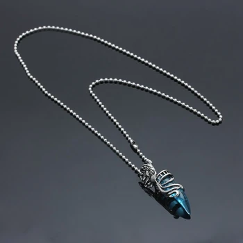 

New Mens Vintage Crystal Wolf titanium steel Pendant Necklace