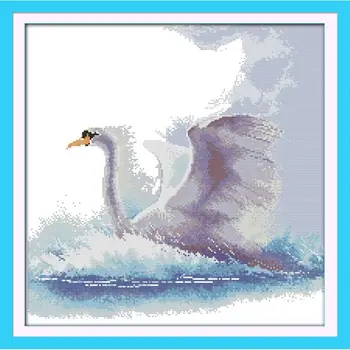

Joy Sunday Cross Stitc KitsThe Flight Swan Pattern Needlework DMC 11&14CT DIY Set Handmade Gift and Home Decor Embroidery Kit