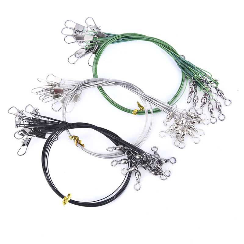 10Pcs/lot 24cm Steel Wire Leader With Swivel Fishing Accessory