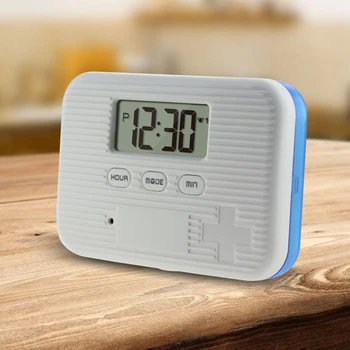 

6 Grid Pill Organizer Case Medicine Storage Dispenser Splitter Electronic Timer Dust-Proof Tablet Pill Box with Alarm Reminder