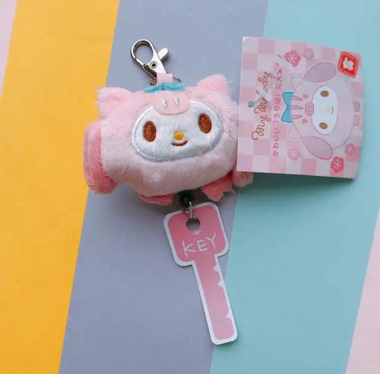 1 Pc new cute Plush Telescopic Keychain Cartoon melody Pudding Cinnamoroll Dog Pendant Stuffed Plush Toys Plush Doll Gift