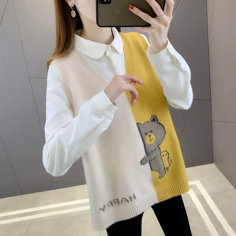 

2021 V-neck knitted jacquard vest for women