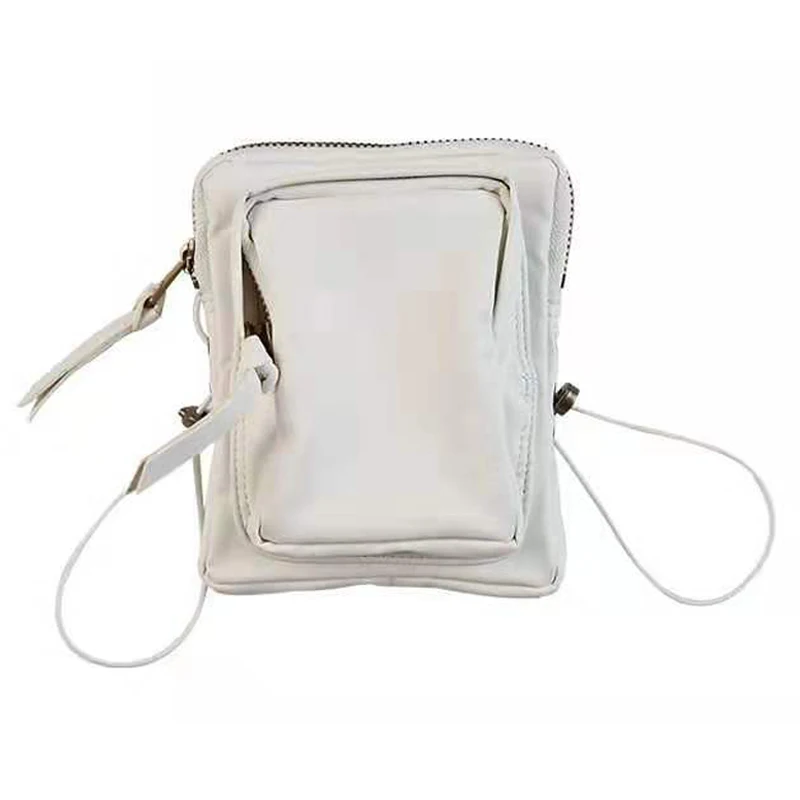 Корейская Повседневная поясная сумка, модная поясная сумка, индивидуальная нагрудная сумка на шнурке, одноцветная квадратная сумка-мессенджер, мини кошелек для монет - Цвет: White Purse