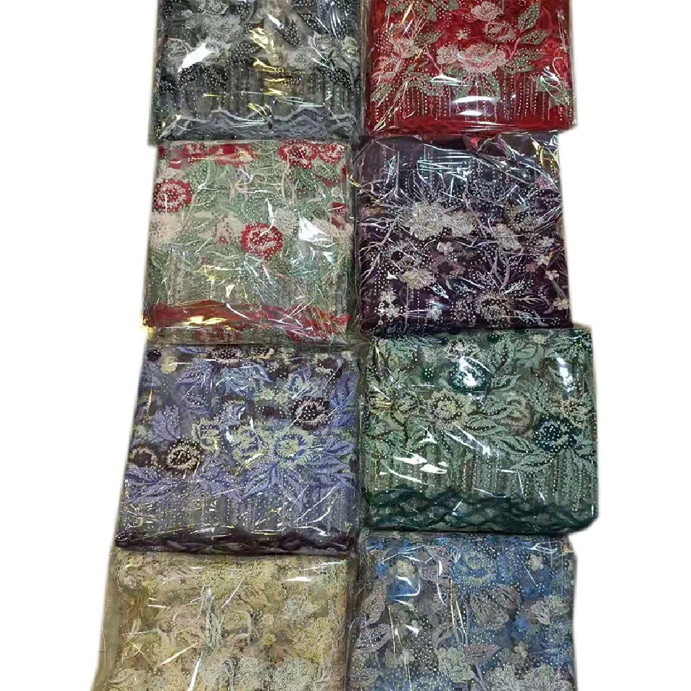 Высокое качество Африканский тюль Кружевная Ткань 5 ярдов нежный 3D Цветочный узор дизайн с камнем Французский Чистая кружево для свадьбы HDW-38