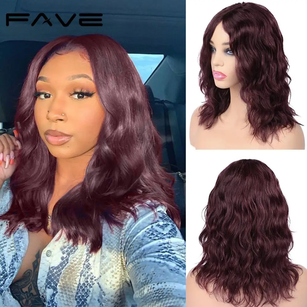 

FAVE Lace Front Human Hair Wig Natural Wave Wig Lace Middle Part Brazilian Remy Wig 150% Natural Black / #99J For Black Women