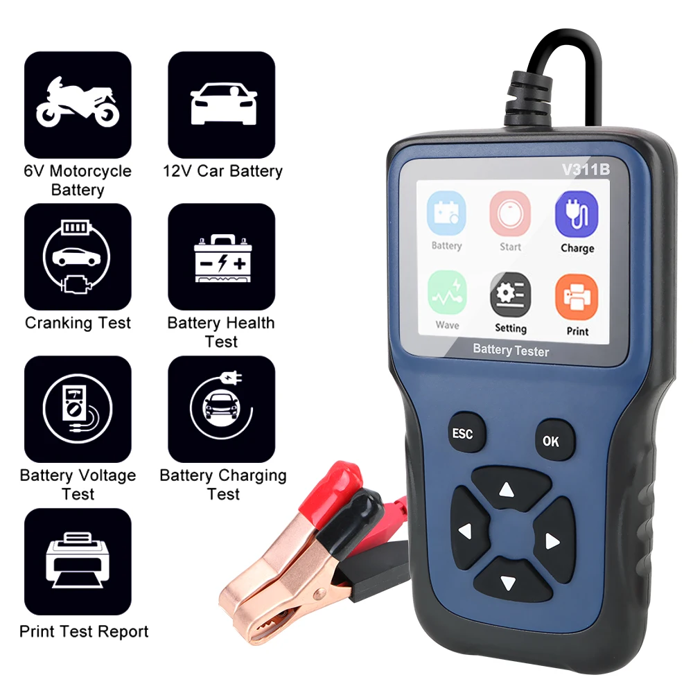 Gran oferta Carga de coche-herramientas de prueba de carga para coche, analizador automotriz V311B, herramienta de diagnóstico automático de 12V, cargador de batería 1gNWbXe9WK9