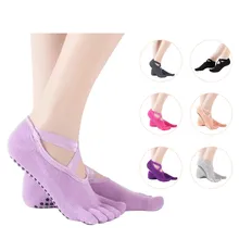 Open back five toe yoga socks non-slip ballet floor socks five finger socks yoga socks Women Socks Invisible Female#N