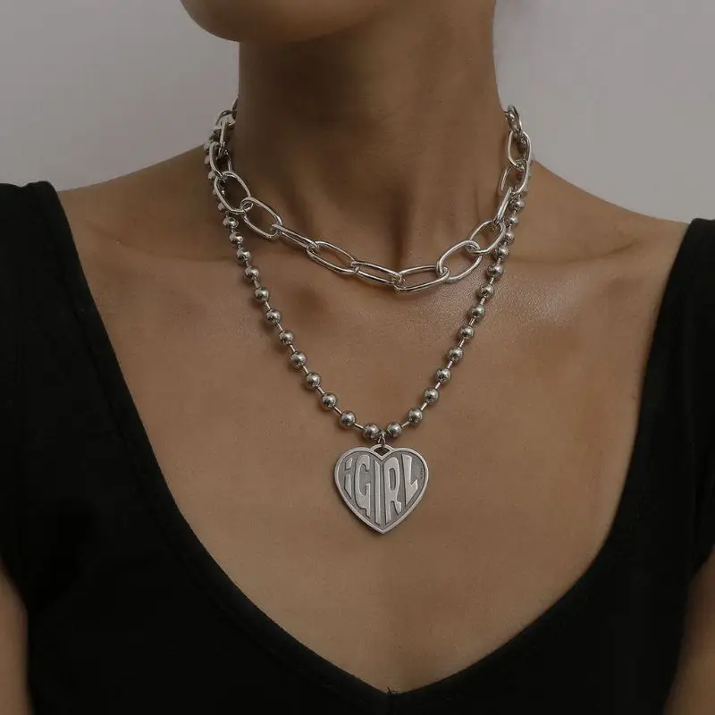 Heart Pendant Necklace Women Gothic 