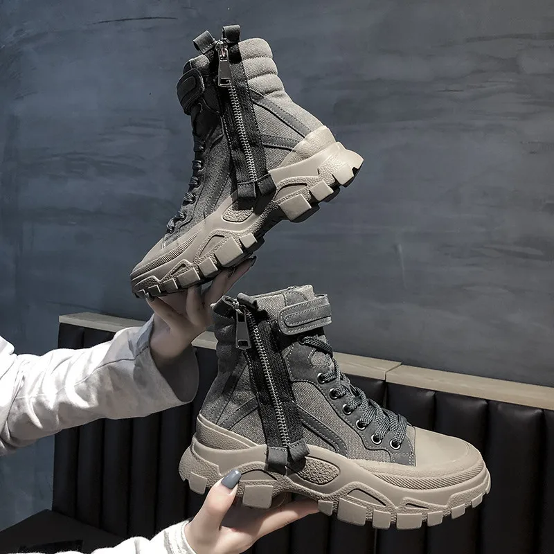 

2019 Trendy Shoes Handsome England Versatile Autumn & Winter Martin Boots Women's New Style-Style Lace up Front Motorcycle Boots