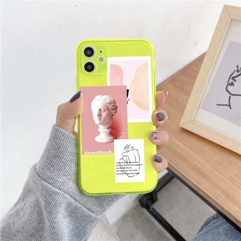 Модные флуоресцентные чехлы для телефонов с художественным рисунком Iphone 11 7 8 6S Plus